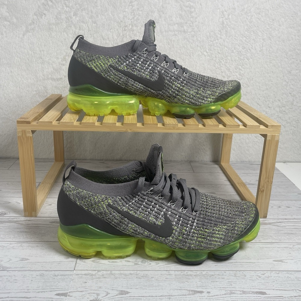 Nike 2019 Air Vapormax Flyknit 3 Gunsmoke Thunder Grey Volt Men's Size 10